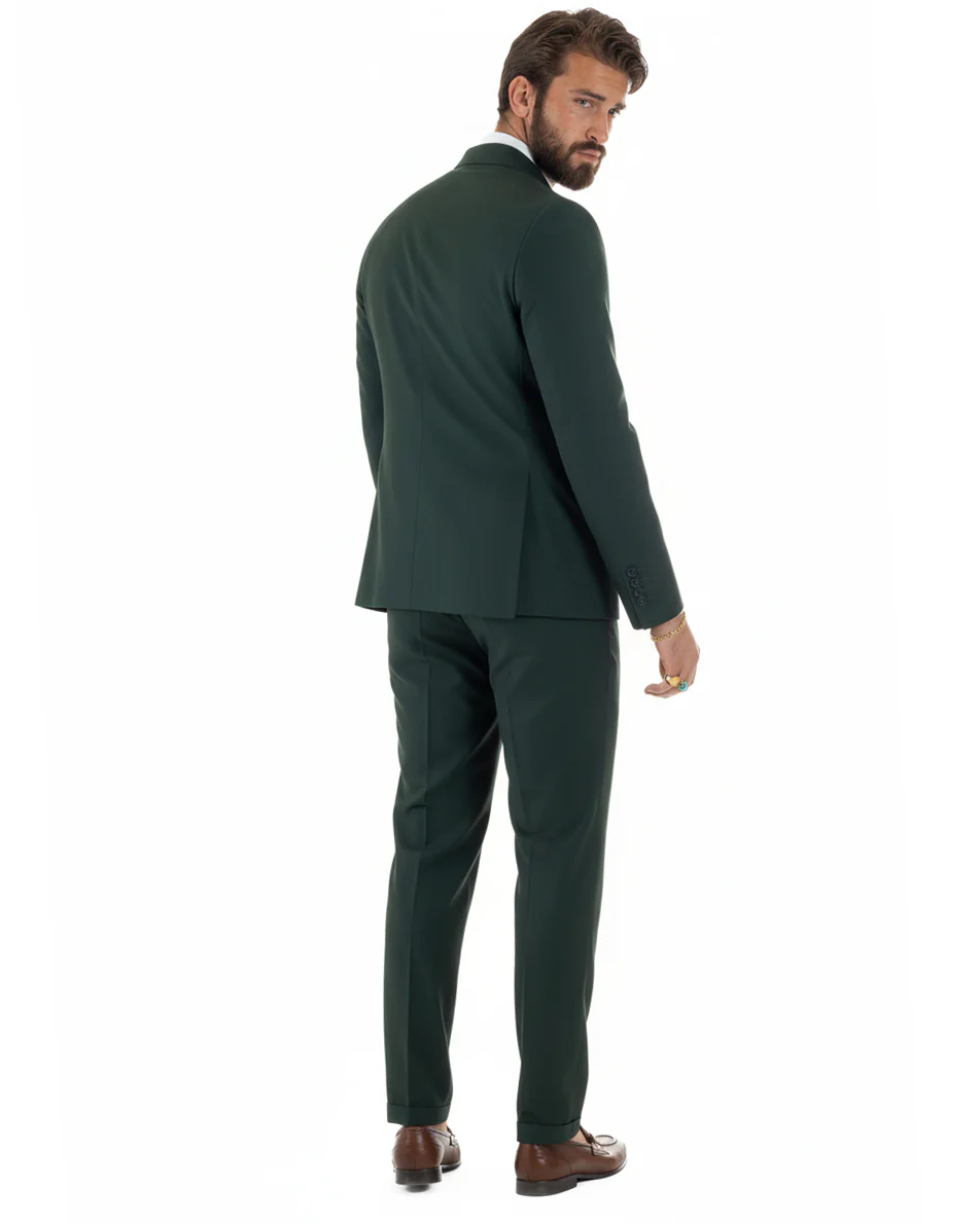 Abito uomo doppiopetto completo viscosa giacca pantaloni elegante verde GIOSAL-AE1209A - immagine 4