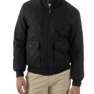 Giubbotto Uomo Bomber Camoscio Morbido Zip Tasconi Nero G3378A