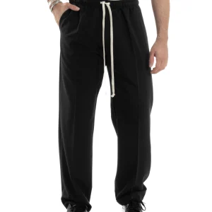 Pantalaccio Uomo Pantaloni Con Coulisse Morbido Viscosa Baggy Fondo Largo Comodo Nero GIOSAL-P6134A
