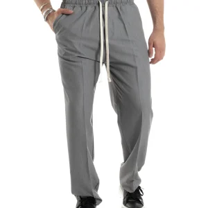 Pantaloni Uomo Pantalaccio Morbido Viscosa Baggy Fondo Largo Grigio P6092A