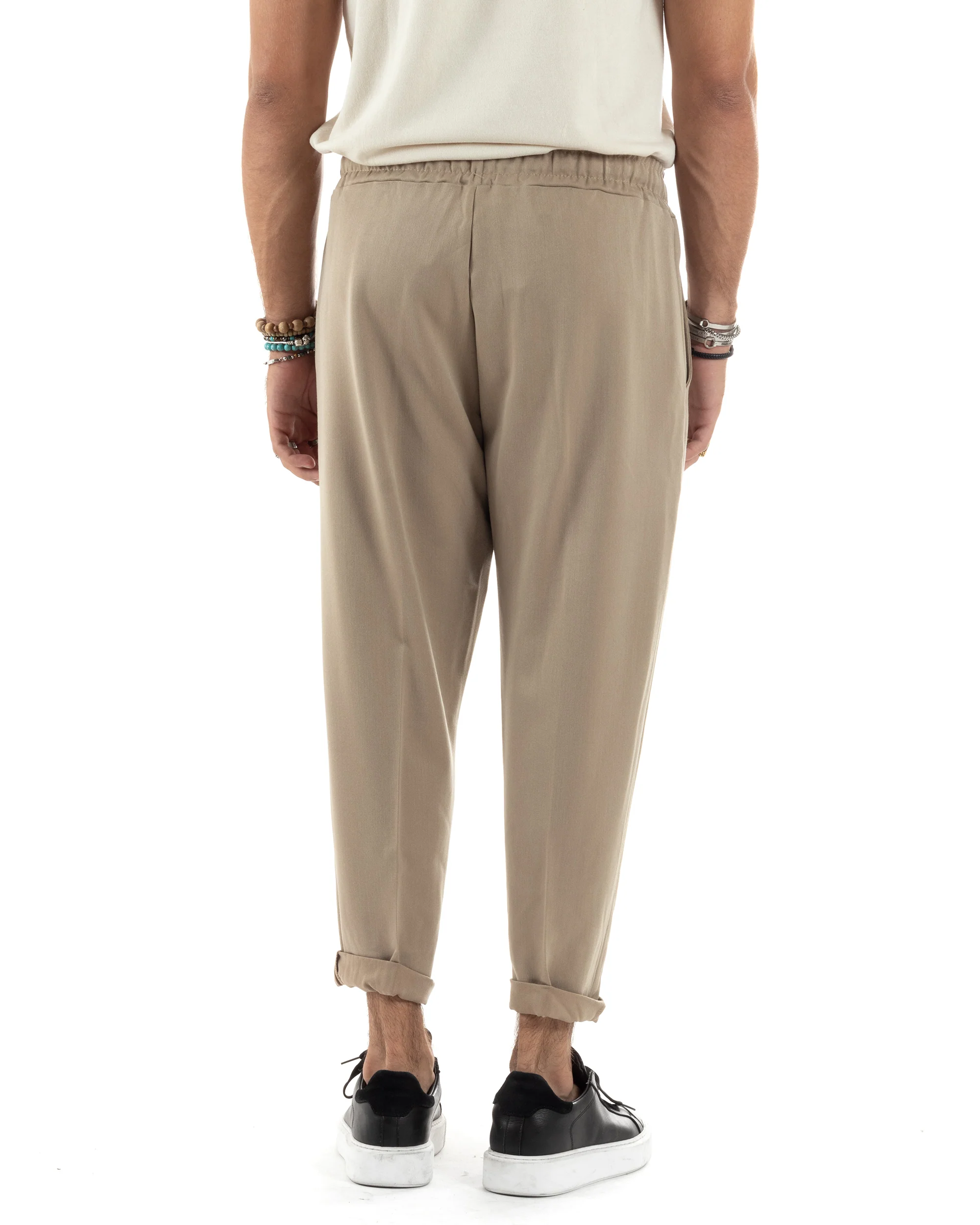 Pantaloni Uomo Pantalaccio Morbido Coulisse Viscosa Invernale Beige P6156A - immagine 5