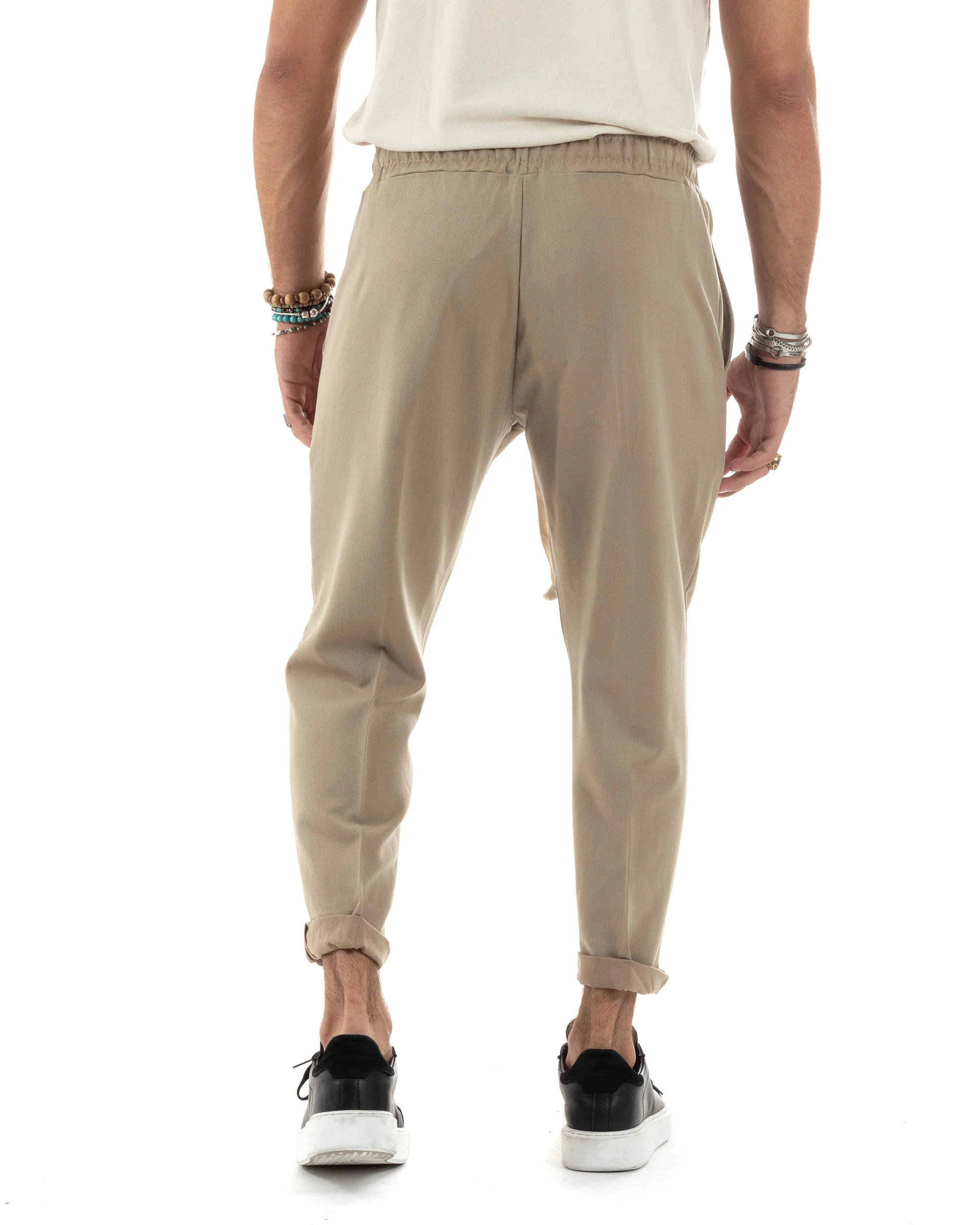 Pantaloni Uomo Pantalaccio Morbido Coulisse Viscosa Invernale Beige P6156A - immagine 6