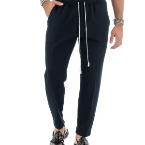 Pantaloni Uomo Pantalaccio Morbido Coulisse Viscosa Invernale Blu P6157A