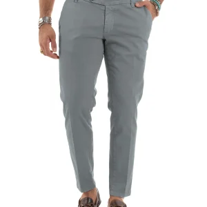 Pantaloni Uomo Tasche America Abbottonatura Allungata Cotone Invernale Capri Slim Grigio P6175A