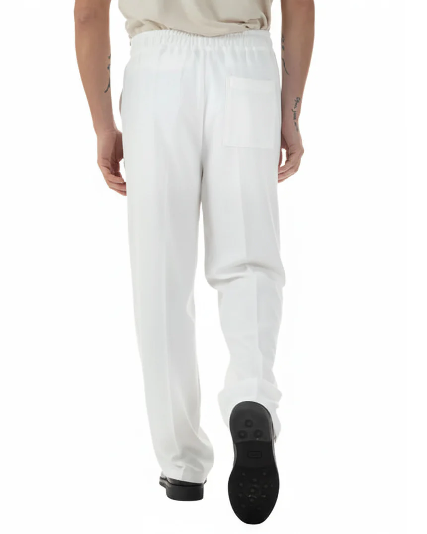 Pantaloni Uomo Pantalaccio Morbido Viscosa Baggy Fondo Largo Bianco P6223A - immagine 4