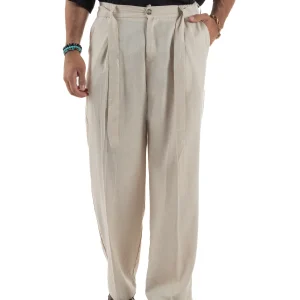 Pantaloni Lino Baggy Fit Cintura P6314A