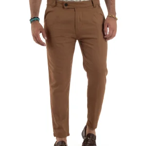 Pantaloni Lino Sartoriale Abbottonatura Allungata P6331A