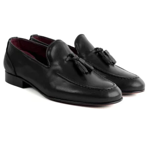 Mocassini College Uomo Con Nappine Scarpe Classiche Ecopelle Morbida Eleganti Cerimonia Suola Di Cuoio Con Ovalino Antiscivolo Casual Nero GIOSAL-S1282A
