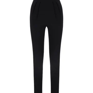 Pantaloni in crêpe leggero colore nero con cintura