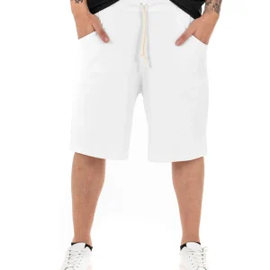 Bermuda Pantaloncino Uomo Tuta Tinta Unita Bianco Basic GIOSAL-PC1747A