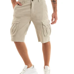 Bermuda Pantaloncini Uomo Corti Shorts Cargo Tasca America Beige GIOSAL-PC1933A